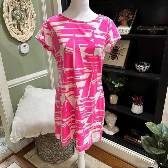 MAHI GOLD Dresses & Skirts - MAHI GOLD Pink and White Abstract Mini Dress